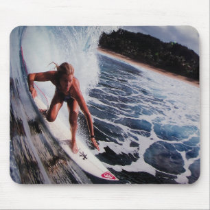 Surfer Girl Wave Riding in Australia water sports Mouse Mat