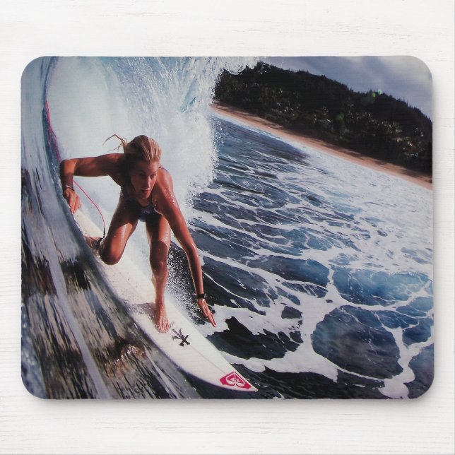 Surfer Girl Wave Riding in Australia water sports  Mouse Mat (Front)