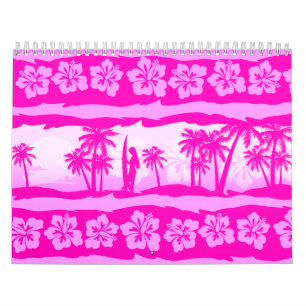 Surfer girl with palm calendar