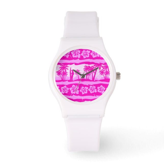 Surfer girl with palm trees watch (Front)