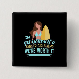 Surfer Girlfriend 15 Cm Square Badge