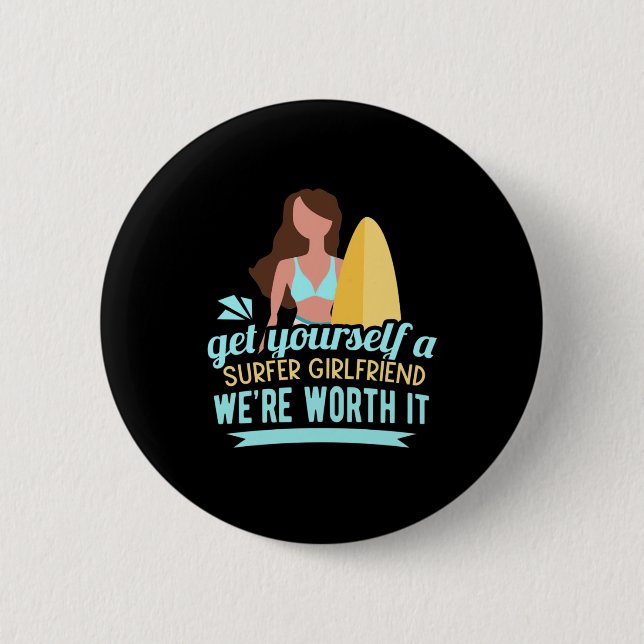 Surfer Girlfriend 6 Cm Round Badge (Front)