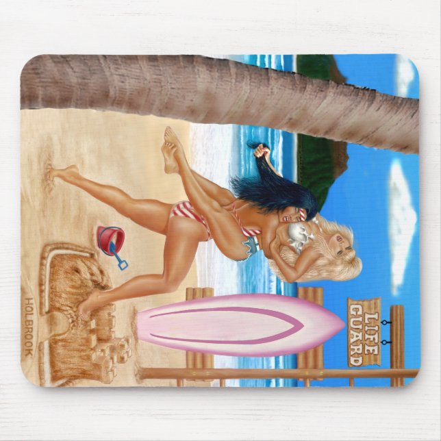 SURFER GIRLS CATFIGHT MOUSE MAT (Front)