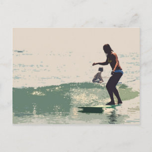 Surfer girls rock postcard