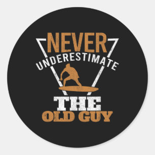 Surfer Grandpa Surfing Old Guy Surfers Fathers Day Classic Round Sticker