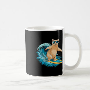 Surfer Grizzly Bear Beach Summer Surfboard Surfing Coffee Mug