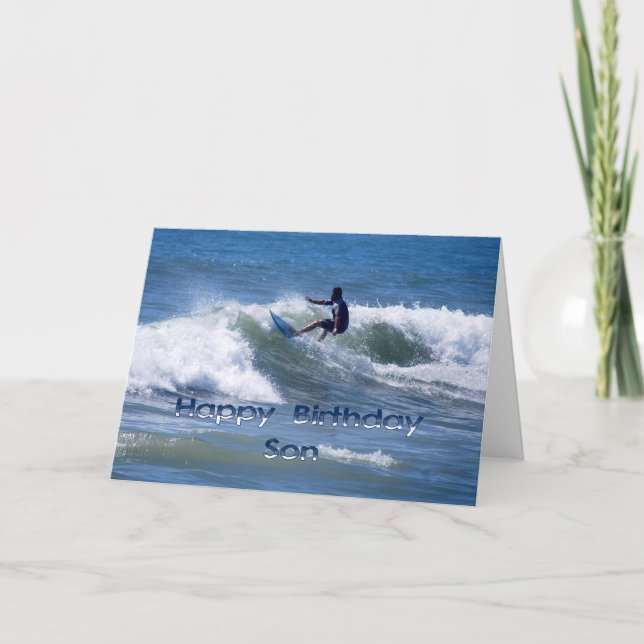 Surfer Happy Birthday Son Card (Front)