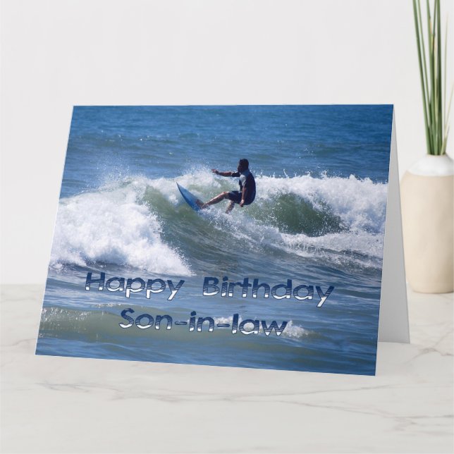 Surfer Happy Birthday Son-in-Law Card (Front)