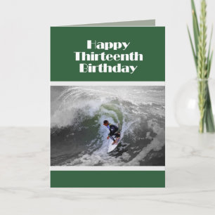 Surfer Happy Thirteenth Birthday Card
