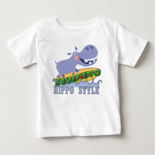 Surfer Hippopotamus Baby T-Shirt