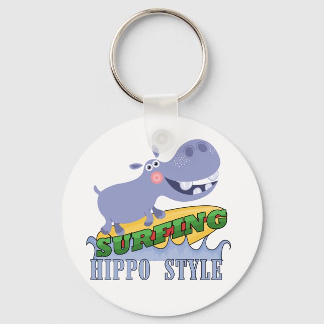Surfer Hippopotamus Key Ring (Front)