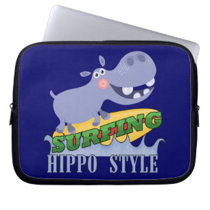 Surfer Hippopotamus Laptop Sleeve