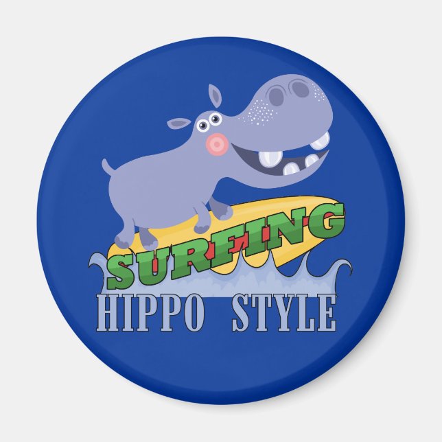 Surfer Hippopotamus Magnet (Front)