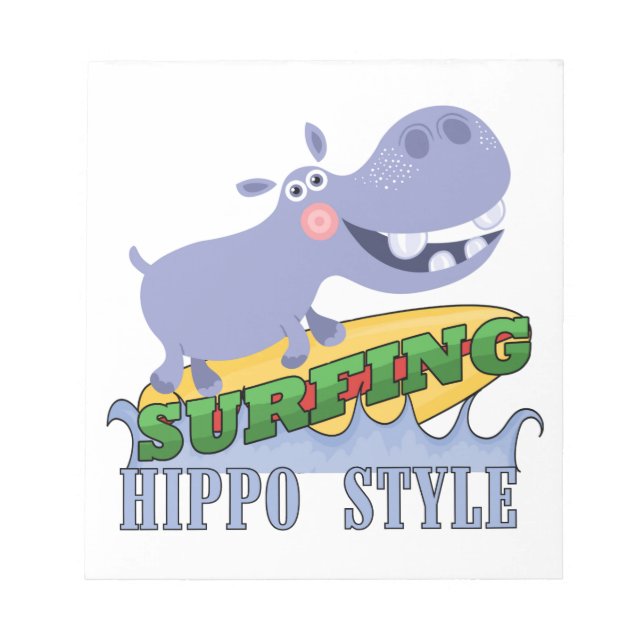 Surfer Hippopotamus Notepad (Front)