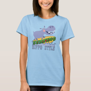 Surfer Hippopotamus T-Shirt