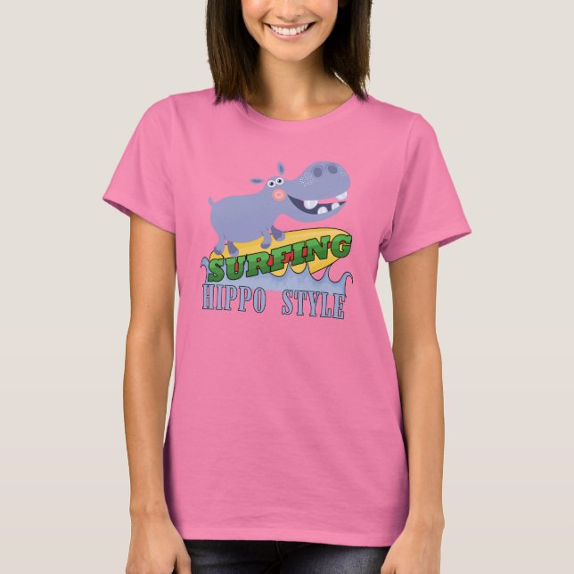 Surfer Hippopotamus T-Shirt (Front)