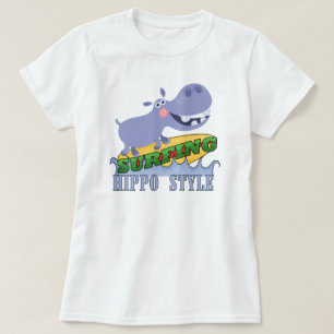 Surfer Hippopotamus T-Shirt