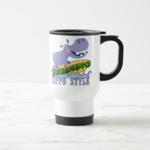 Surfer Hippopotamus Travel Mug