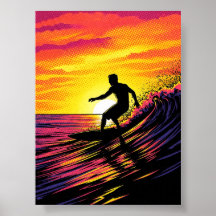 Surfer in a Sunset pop-art