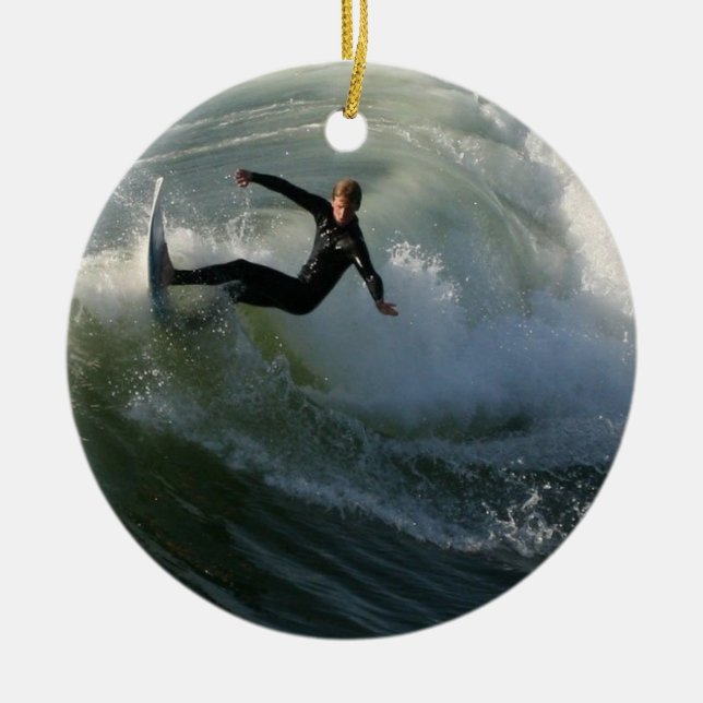 Surfer in a Wetsuit Ornament (Front)