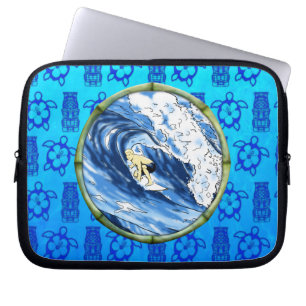 Surfer In Bamboo Circle Laptop Sleeve