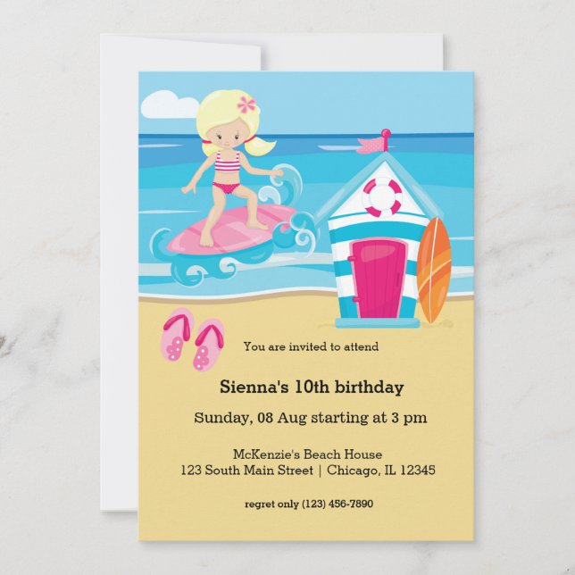 Surfer kids invitation (Front)