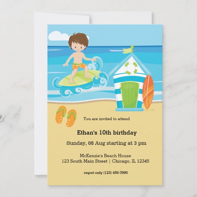 Surfer kids invitation (Front)