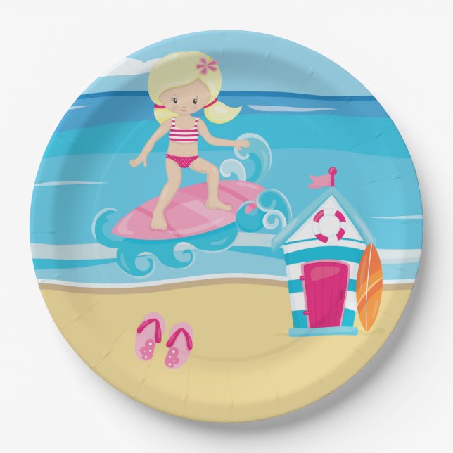 Surfer kids paper plate (Front)