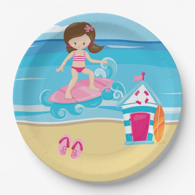 Surfer kids paper plate (Front)