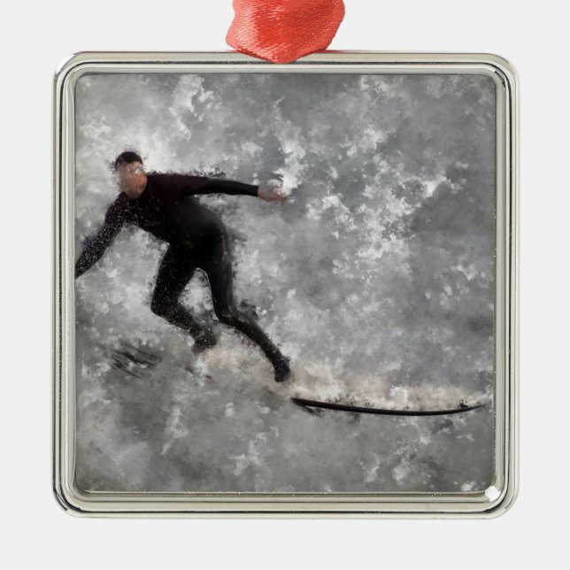 Surfer Metal Tree Decoration (Front)