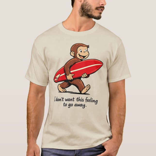  Surfer Monkey , Nostalgic Summer Beach  T-Shirt (Front)