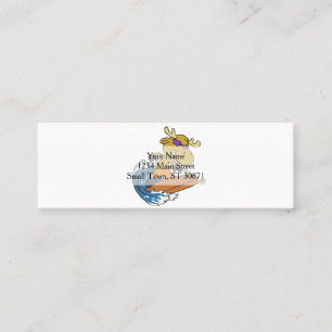 Surfer moose on Blue Ocean Wave   choose back colo Mini Business Card
