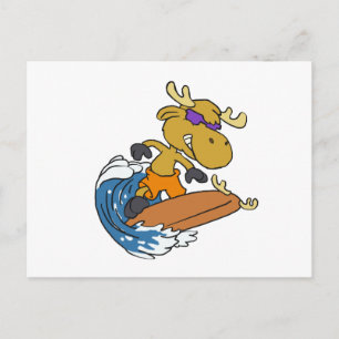 Surfer moose on Blue Ocean Wave   choose back colo Postcard