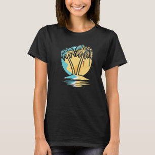 Surfer Ocean Palm Tree Sunset Surfboard Waves Surf T-Shirt