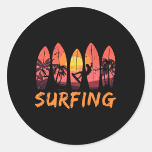 Surfer Ocean Water Sports - Surfboard Waves Surfin Classic Round Sticker