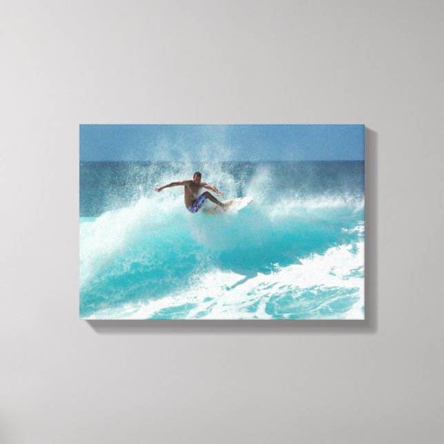 Surfer on a big wave canvas print (Front)