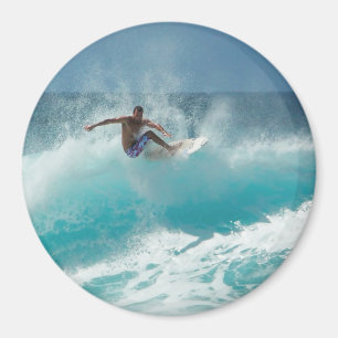 Surfer on a big wave round magnet