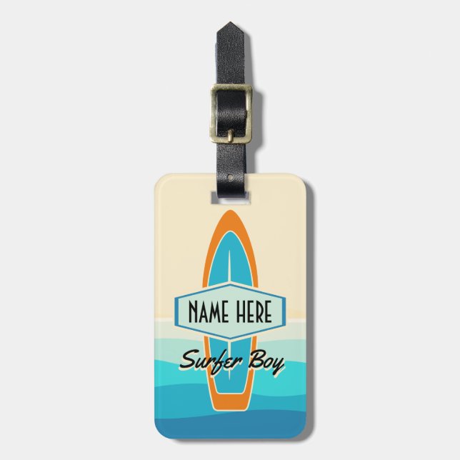 Surfer on beach  luggage tag (Front Vertical)
