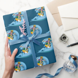 Surfer on Blue Wave   Wrapping Paper