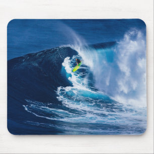 Surfer on Green Surfboard Mouse Mat