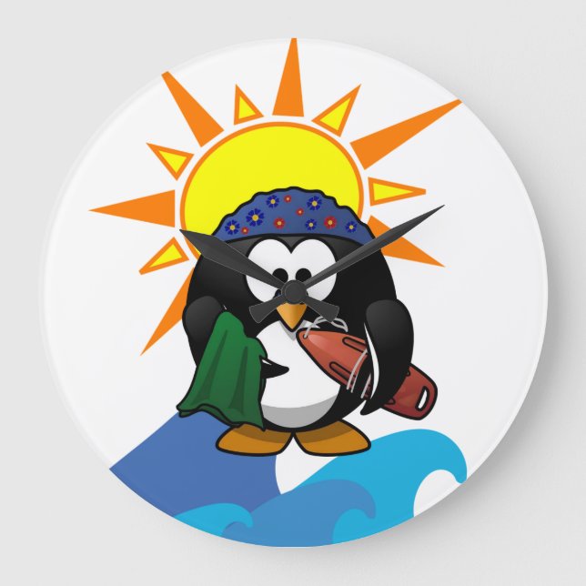 Surfer Penguin Clock (Front)