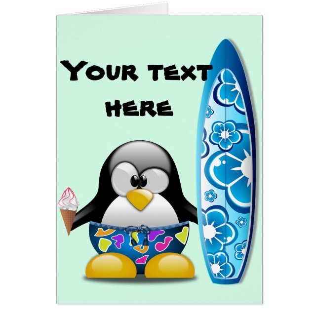 Surfer Penguin with Ice Cream (Front)