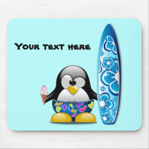 Surfer Penguin with Ice Cream Mouse Mat