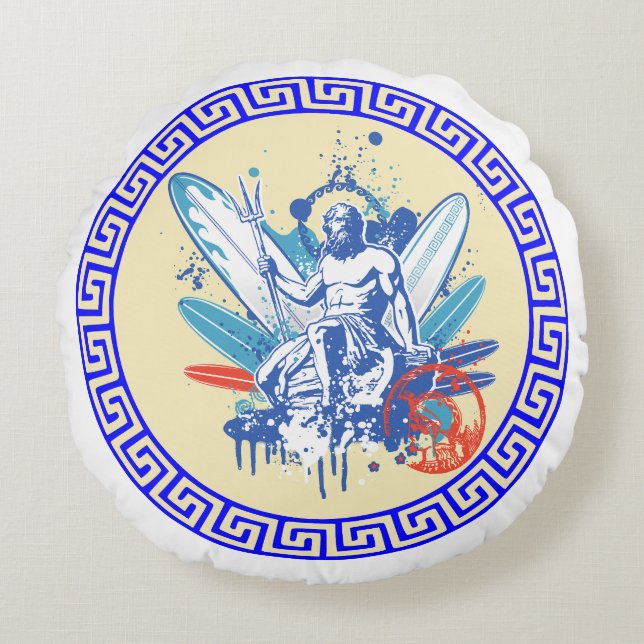 Surfer Poseidon  Round Cushion (Front)