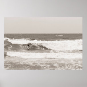 Surfer practising a surfing poster
