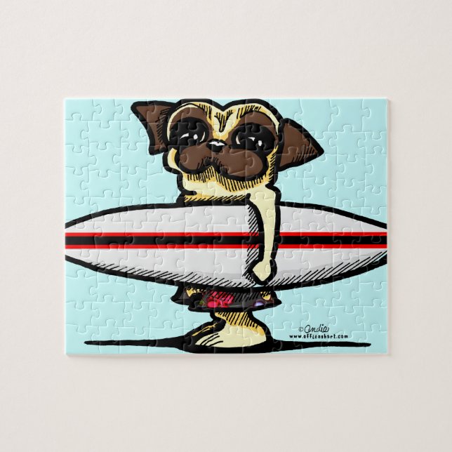 Surfer Pug Jigsaw Puzzle (Horizontal)