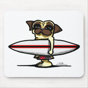 Surfer Pug Mouse Mat