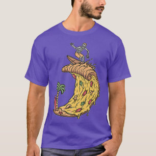 surfer retro pizza boy Pizza Surfer Skeleton Surf T-Shirt