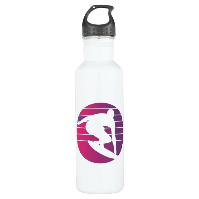 Surfer Retro Surfing Sunset 710 Ml Water Bottle (Front)