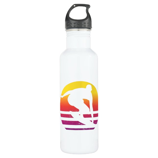 Surfer Retro Surfing Sunset 710 Ml Water Bottle (Front)
